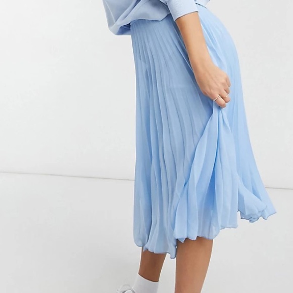 Blue pleated maternity asos skirt